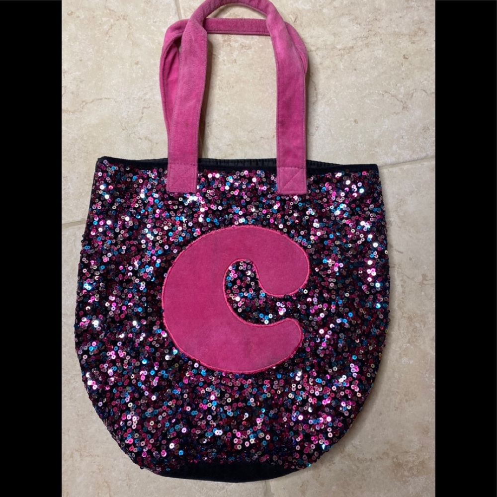 Initial sequin bag letter “C”